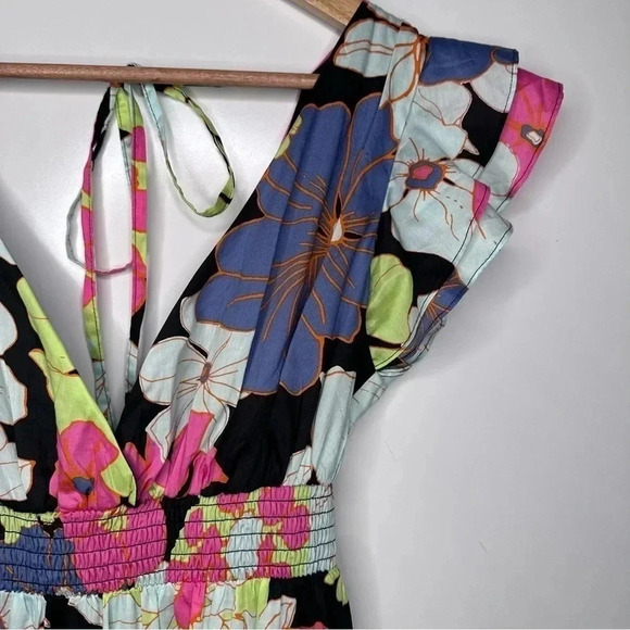 ModCloth Black Honolulu Floral Vamped Up Vagabond Maxi Dress Size Small - Picture 4 of 11